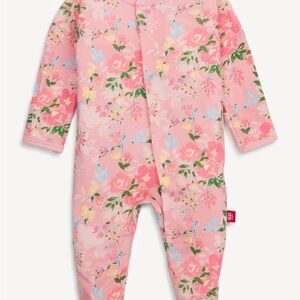 Magnetic Footie - Floral Pink Baby One-Piece pajamas